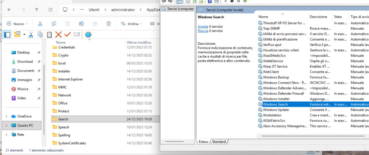 Windows search multi utente - Problemi ricerche in Outlook 3 windows search profili roaming creato 3